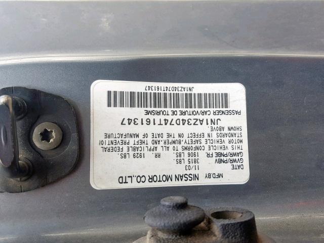 JN1AZ34D74T161347 - 2004 NISSAN 350Z COUPE GRAY photo 10