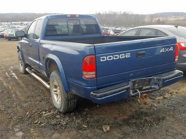 1B7GG32X72S526641 - 2002 DODGE DAKOTA SPO BLUE photo 3