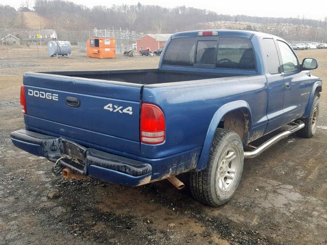 1B7GG32X72S526641 - 2002 DODGE DAKOTA SPO BLUE photo 4