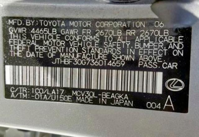 JTHBF30G736014659 - 2003 LEXUS ES 300 SILVER photo 10