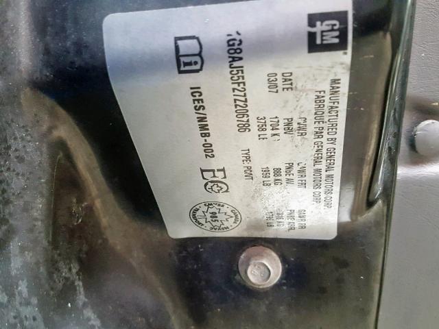 1G8AJ55F27Z206786 - 2007 SATURN ION LEVEL GRAY photo 10