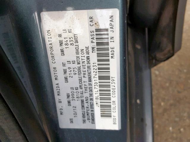 JM1BL1L73D1742231 - 2013 MAZDA 3 I GREEN photo 10