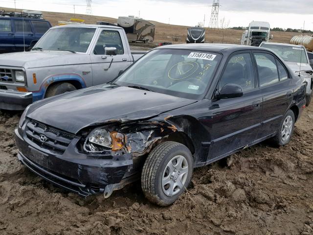 KMHCG45C13U454978 - 2003 HYUNDAI ACCENT GL BLACK photo 2