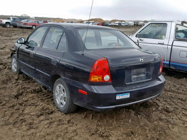 KMHCG45C13U454978 - 2003 HYUNDAI ACCENT GL BLACK photo 3