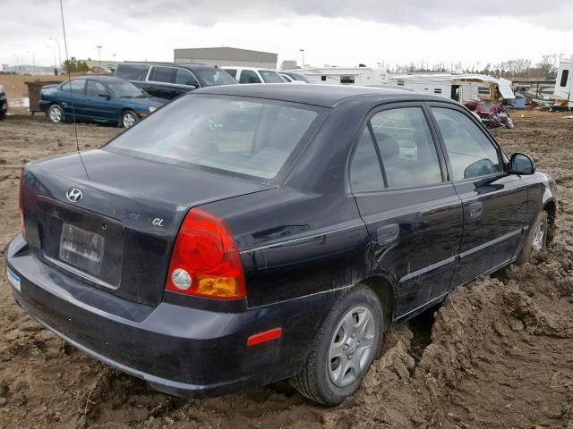 KMHCG45C13U454978 - 2003 HYUNDAI ACCENT GL BLACK photo 4