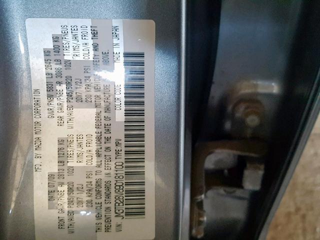 JM3TB28V890181100 - 2009 MAZDA CX-9 GRAY photo 10