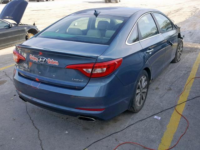 5NPE34AF1HH454747 - 2017 HYUNDAI SONATA SPO BLUE photo 4