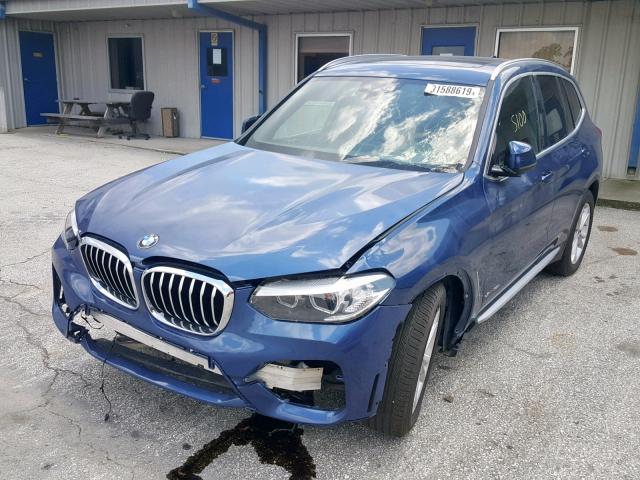 5UXTR9C55JLD62342 - 2018 BMW X3 XDRIVE3 BLUE photo 2