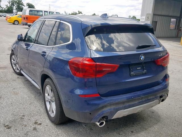 5UXTR9C55JLD62342 - 2018 BMW X3 XDRIVE3 BLUE photo 3