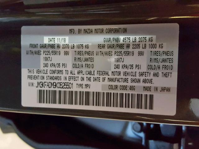 JM3KFADM9K0525501 - 2019 MAZDA CX-5 GRAND GRAY photo 10