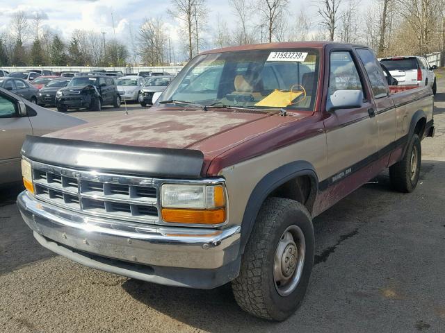 1B7GG23X2PS165528 - 1993 DODGE DAKOTA TWO TONE photo 2