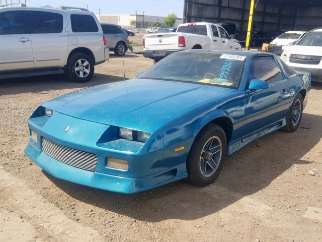 1G1FP23E7ML117502 - 1991 CHEVROLET CAMARO RS TEAL photo 2