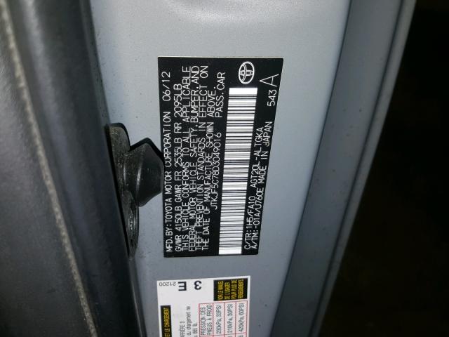 JTKJF5C78D3049016 - 2013 TOYOTA SCION TC ნაცრისფერი ფოტო 10