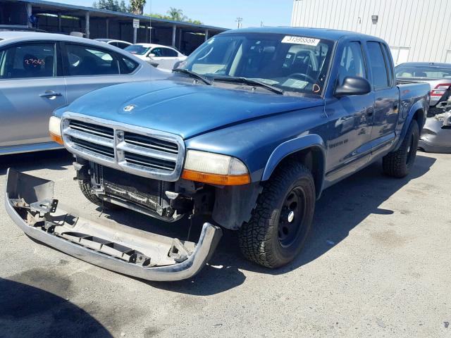 1B7HL48X12S604134 - 2002 DODGE DAKOTA QUA BLUE photo 2