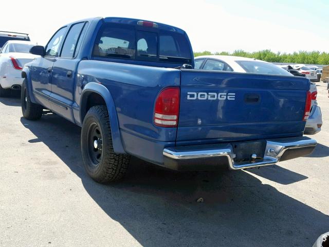 1B7HL48X12S604134 - 2002 DODGE DAKOTA QUA BLUE photo 3