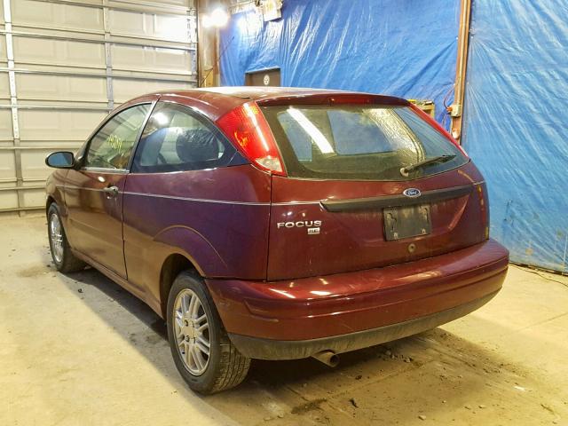 1FAFP31N47W207943 - 2007 FORD FOCUS ZX3 MAROON photo 3