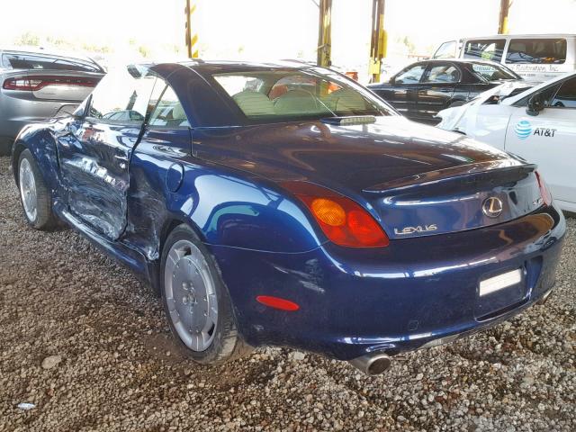 JTHFN48YX20006905 - 2002 LEXUS SC 430 BLUE photo 3