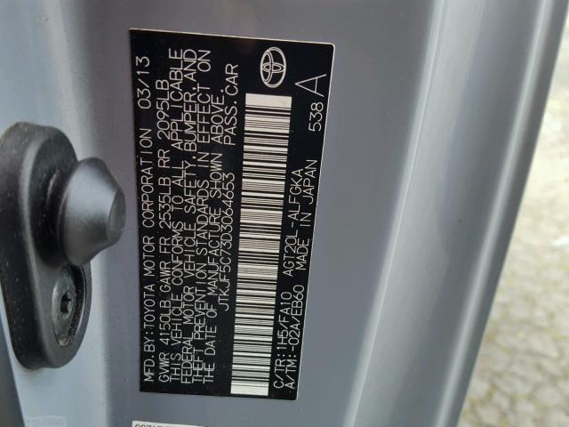 JTKJF5C73D3064653 - 2013 TOYOTA SCION TC 蓝色 照片 10