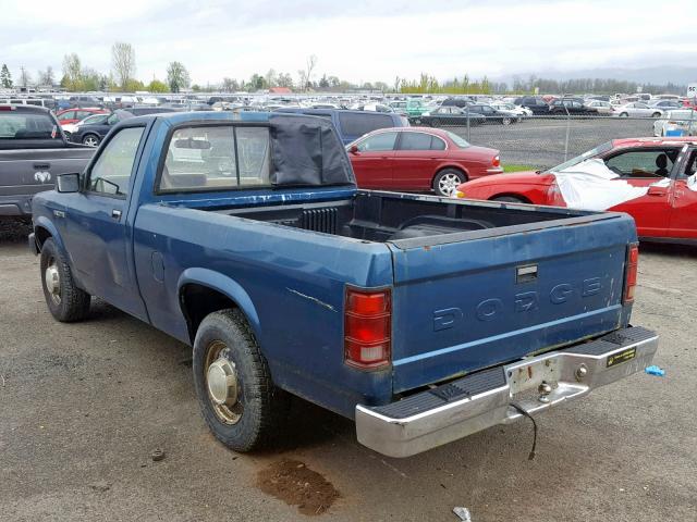 1B7GL26X4KS156703 - 1989 DODGE DAKOTA BLUE photo 3