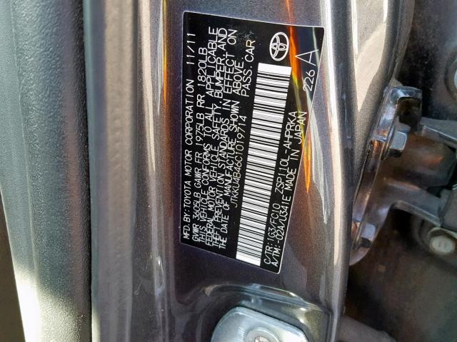 JTKKU4B46C1019714 - 2012 TOYOTA SCION XD GRAY photo 10