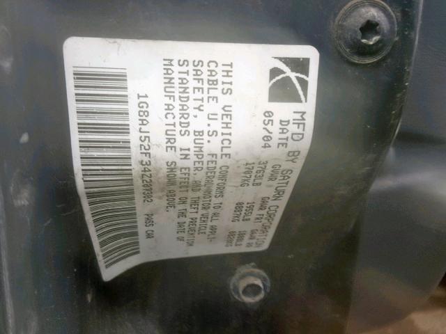 1G8AJ52F34Z207302 - 2004 SATURN ION LEVEL SILVER photo 10