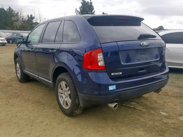 2FMDK3GC4BBB00628 - 2011 FORD EDGE SE BLUE photo 3