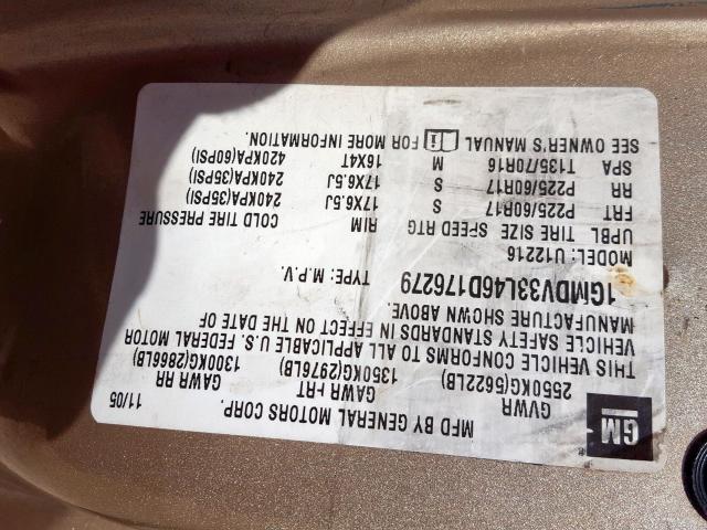 1GMDV33L46D176279 - 2006 PONTIAC MONTANA SV6  photo 10