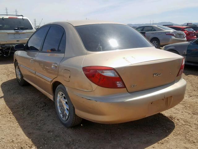 KNADC123526163262 - 2002 KIA RIO GOLD photo 3