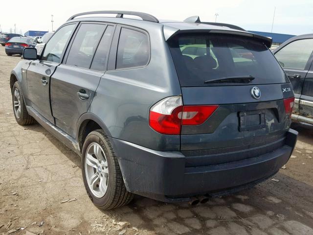 WBXPA93465WD13448 - 2005 BMW X3 3.0I GREEN photo 3