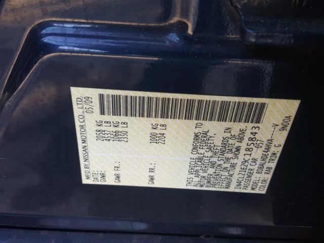 1N4CL21E29C185843 - 2009 NISSAN ALTIMA HYB BLUE photo 10