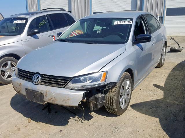 3VW1K7AJ3DM222708 - 2013 VOLKSWAGEN JETTA BASE SILVER photo 2