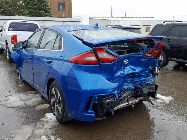 KMHC75LC8HU026292 - 2017 HYUNDAI IONIQ SEL BLUE photo 3