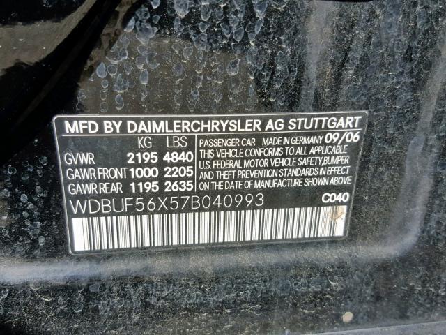 WDBUF56X57B040993 - 2007 MERCEDES-BENZ E 350 BLACK photo 10