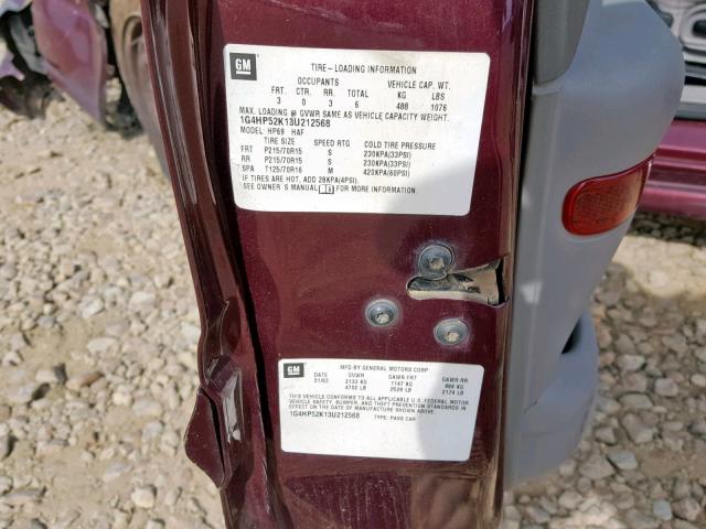 1G4HP52K13U212568 - 2003 BUICK LESABRE CU MAROON photo 10