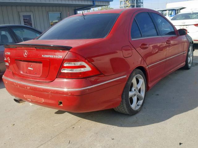 WDBRF40J25A684331 - 2005 MERCEDES-BENZ C 230K SPO RED photo 4