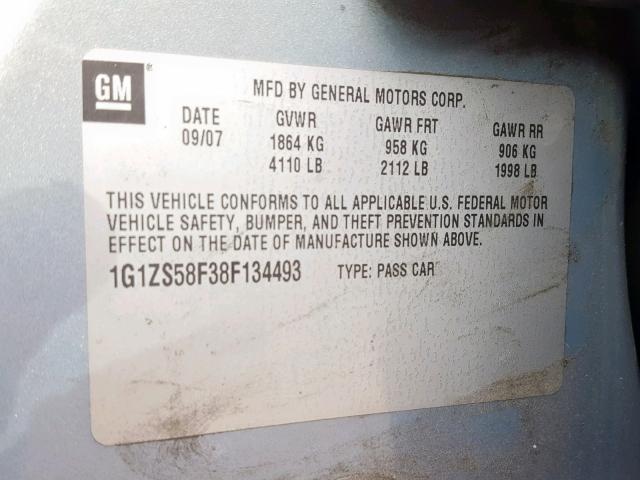 1G1ZS58F38F134493 - 2008 CHEVROLET MALIBU LS BLUE photo 10