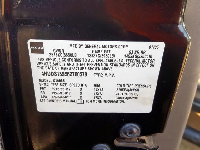 4NUDS13S562700578 - 2006 ISUZU ASCENDER S  照片 10