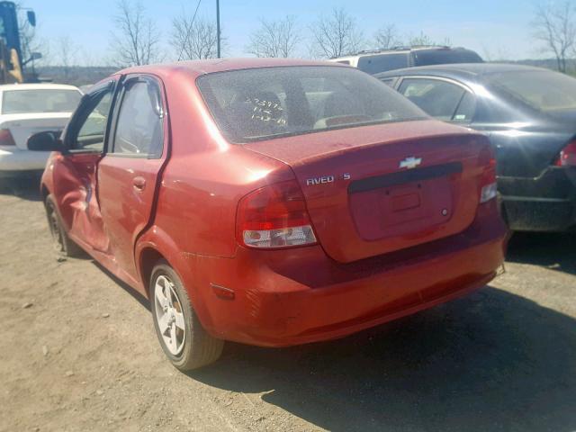 KL1TD52605B306120 - 2005 CHEVROLET AVEO BASE Қызыл фото 3
