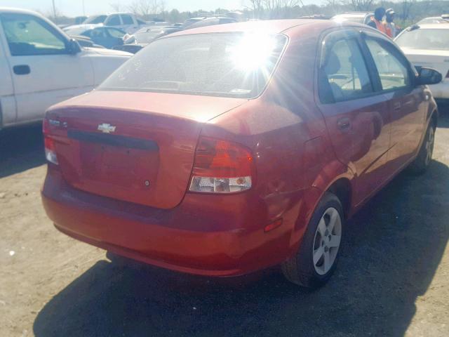 KL1TD52605B306120 - 2005 CHEVROLET AVEO BASE Қызыл фото 4