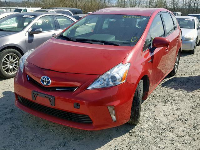 JTDZN3EU9E3321286 - 2014 TOYOTA PRIUS V RED photo 2