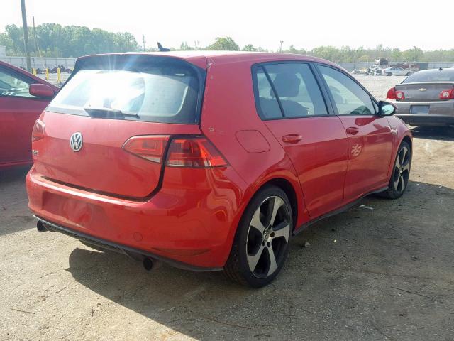 3VW4T7AU7GM022228 - 2016 VOLKSWAGEN GTI S/SE RED photo 4