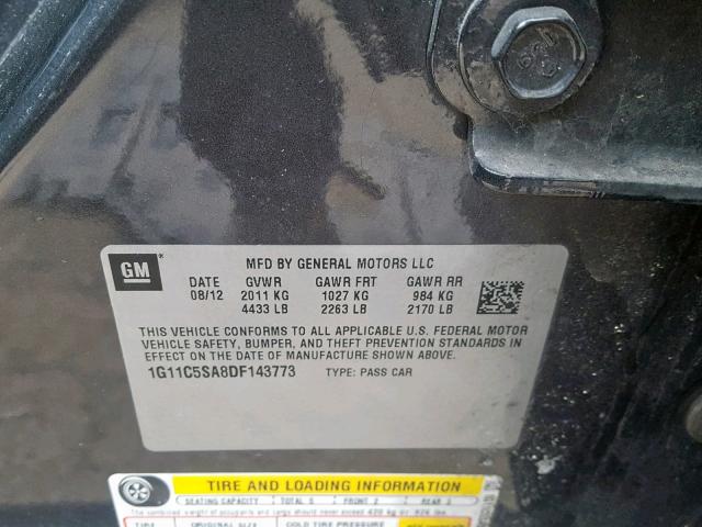 1G11C5SA8DF143773 - 2013 CHEVROLET MALIBU 1LT 灰色 照片 10