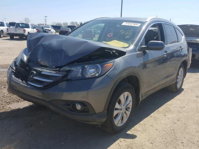 2HKRM4H79EH659418 - 2014 HONDA CR-V EXL GRAY photo 2