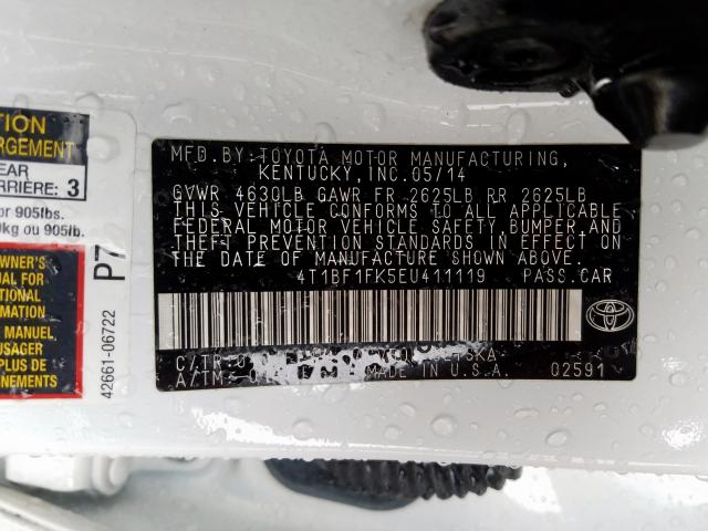 4T1BF1FK5EU411119 - 2014 TOYOTA CAMRY L  photo 10