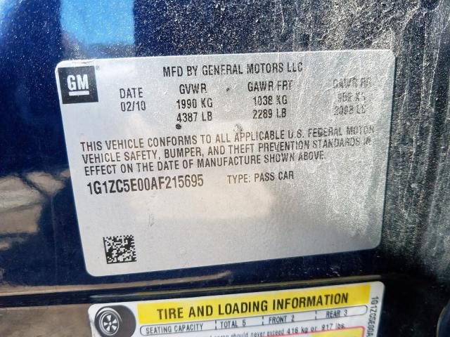 1G1ZC5E00AF215695 - 2010 CHEVROLET MALIBU 1LT  照片 10