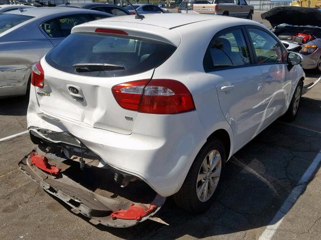 KNADN5A33E6355402 - 2014 KIA RIO EX WHITE photo 4