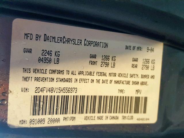 2D4FV48V15H556973 - 2005 DODGE MAGNUM SXT GRAY photo 10