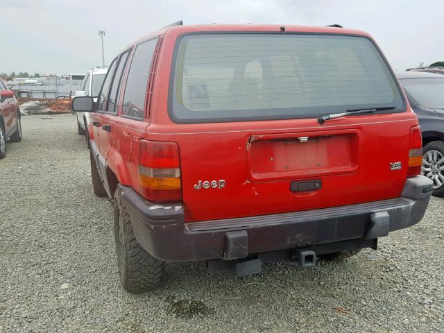 1J4GZ58Y8PC636860 - 1993 JEEP GRAND CHER RED photo 3