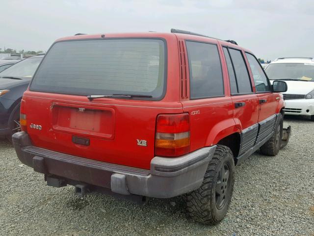 1J4GZ58Y8PC636860 - 1993 JEEP GRAND CHER RED photo 4