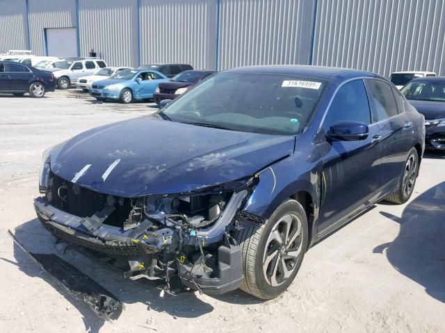 1HGCR2F83GA062428 - 2016 HONDA ACCORD EXL BLUE photo 2